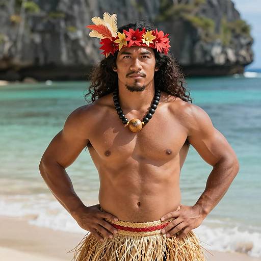 Realistic Polynesian Man Costume Photography
