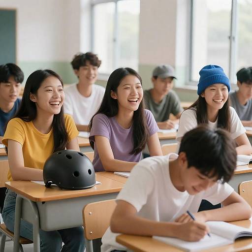 Happy Classroom Scene with Students