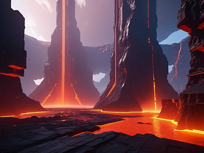 Futuristic Lava Factory in Magma Realm