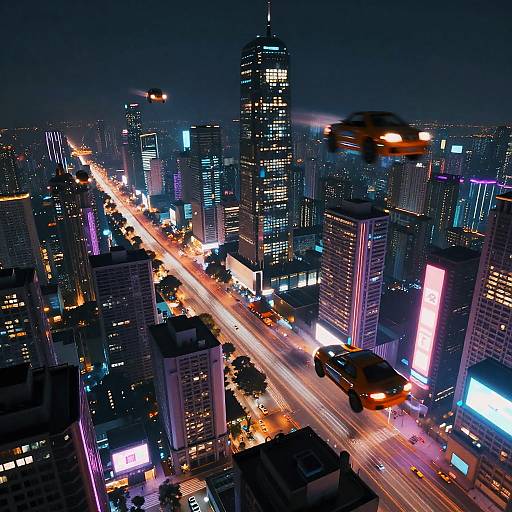 Futuristic Neon Cityscape at Night