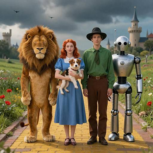 The Wizard of Oz Characters on Yellow Brick Road