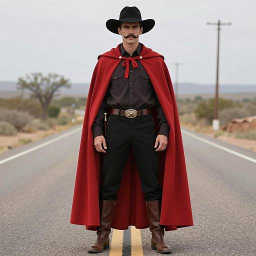 Confident Man in Vintage Western Attire
