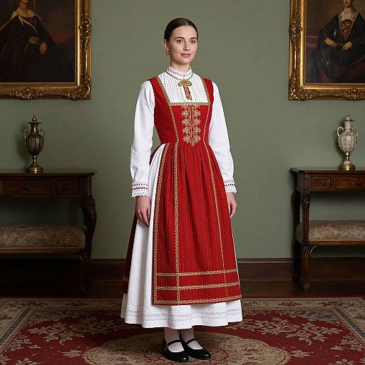 Woman in Traditional English Attire