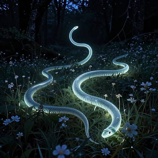 Luminous Serpentine Forms in Nightscape