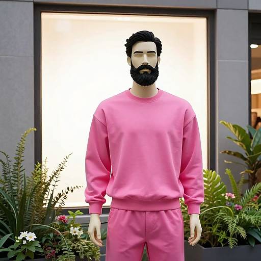 Vibrant Mannequin with Beard Outdoors