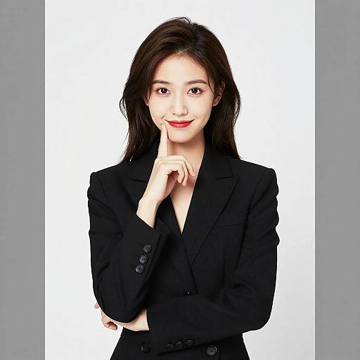 Confident Young Woman in Black Blazer