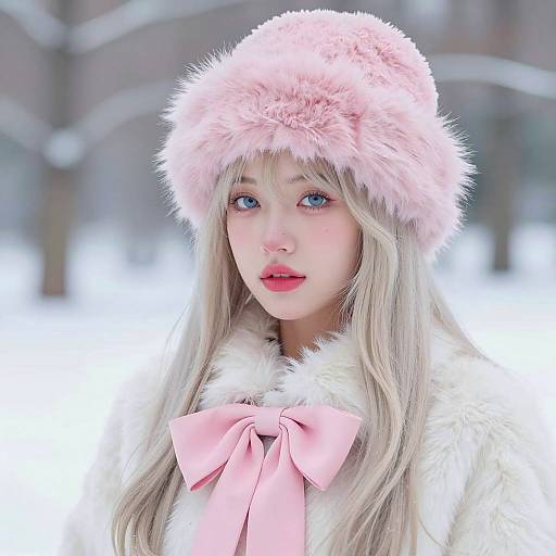 Elegant Winter Portrait of Young Woman
