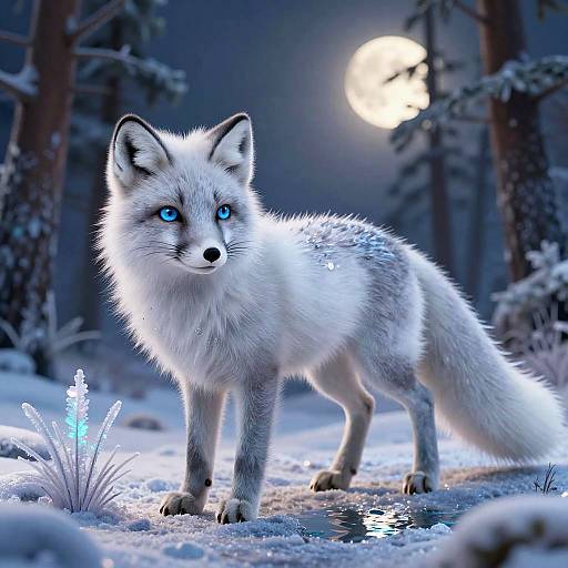 Iridescent Arctic Fox in Frosted Grove