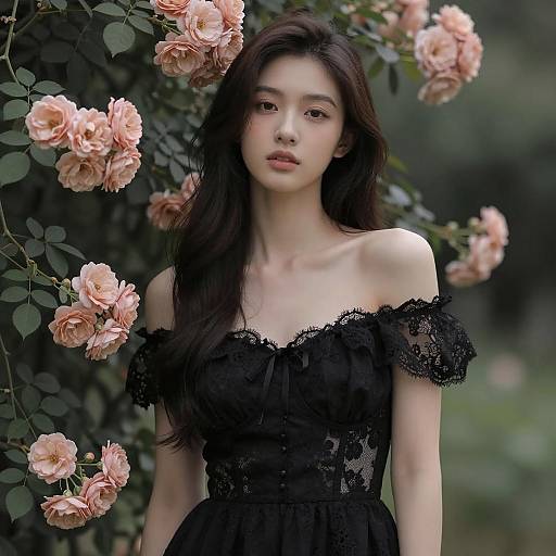Elegant Portrait in a Moody Garden