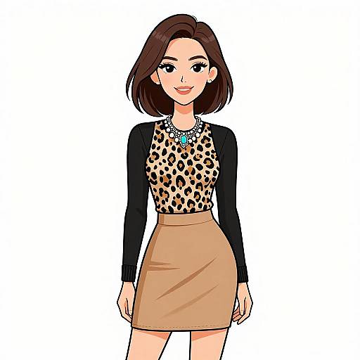 Chic Woman in Leopard Print Outfit