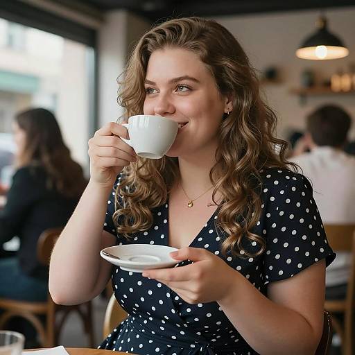 Woman enjoying coffee in cafe