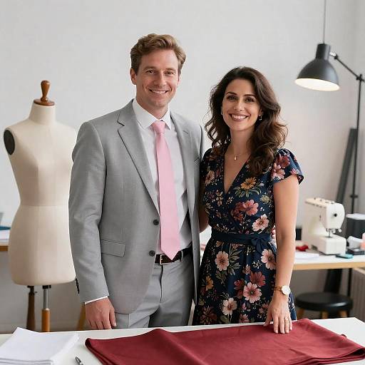 Man and Woman in Sewing Room