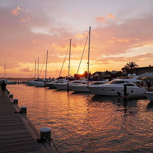 Sunset Marina with Luxurious Yachts
