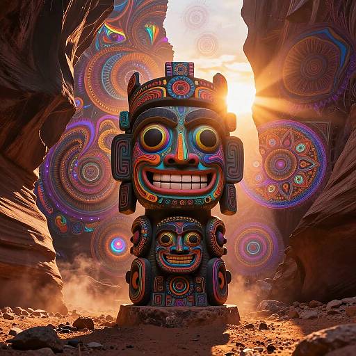 Psychedelic Ancient Totem at Sunset
