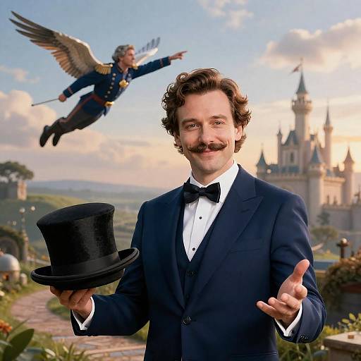 Elegant Man with Top Hat in Fantasy