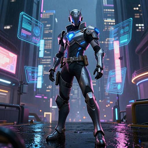 Kor in Neon Cyberpunk City