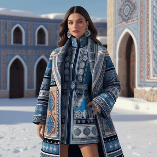High Fashion Model in Anatolian Motif Winter Outfit