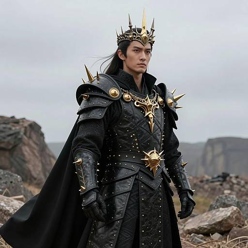 Dark Fantasy Warrior in Majestic Armor