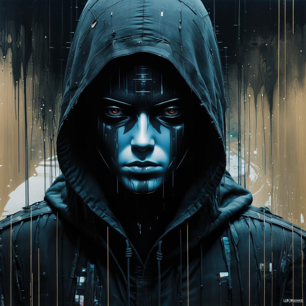 Mysterious Hooded Alien Portrait Art