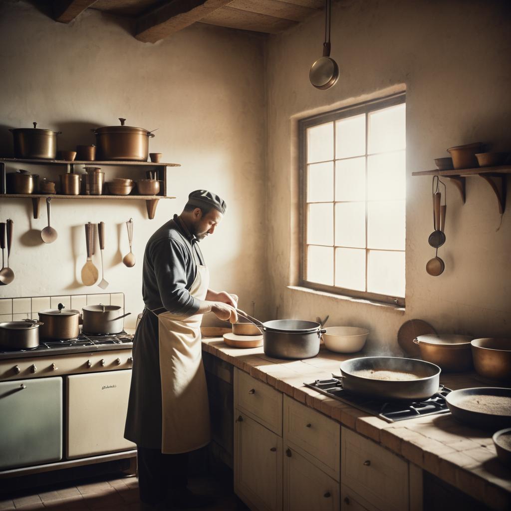 Timeless Vintage Chef in Rustic Kitchen