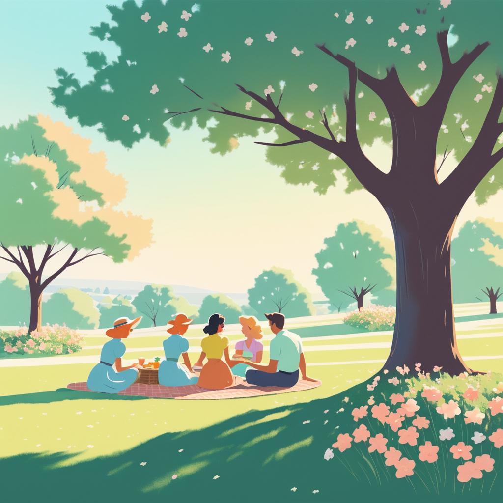 Nostalgic Picnic Under a Pastel Tree