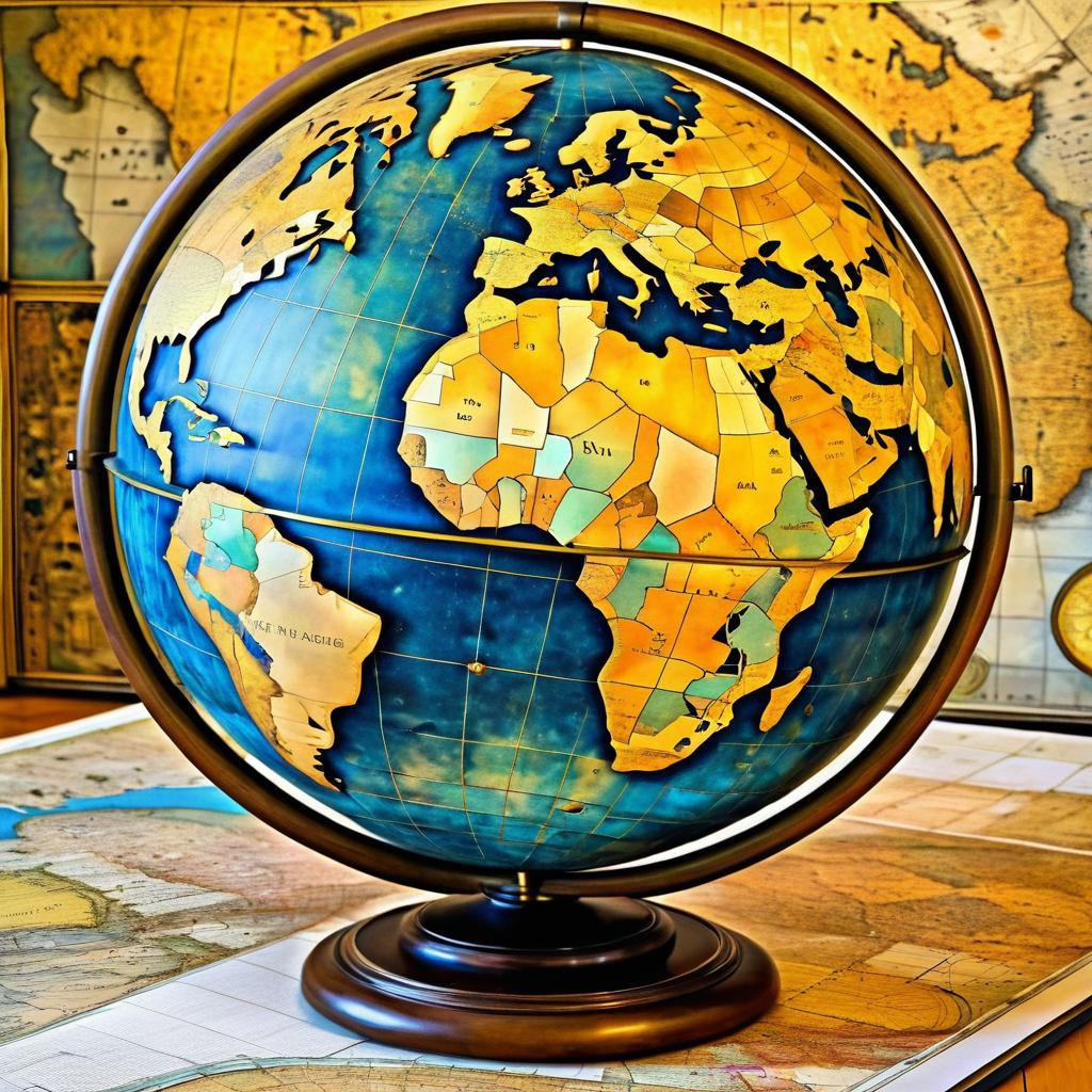 Stunning Antique Globe with Ancient Maps