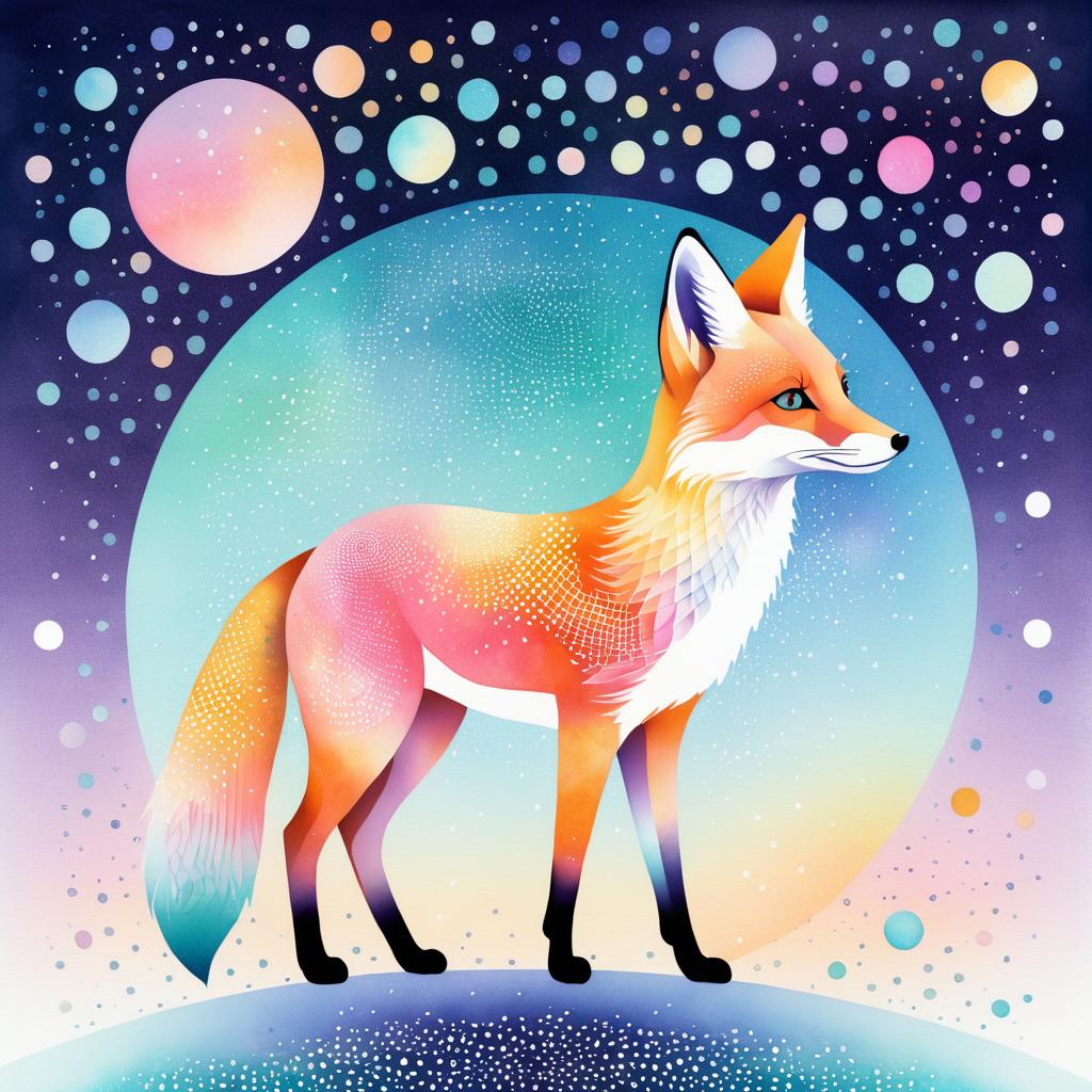 Playful Soft Pastel Fox Illustration