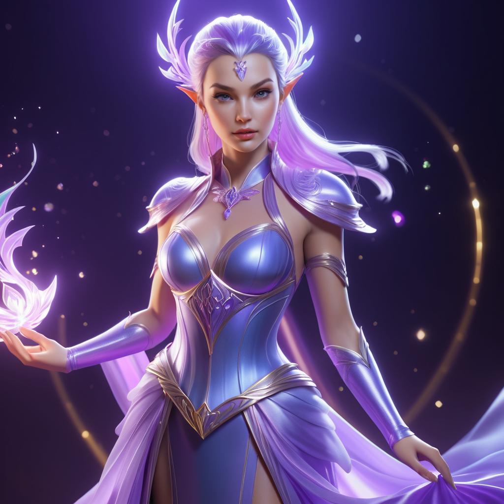 Elegant Elf Sorceress in Vibrant Art