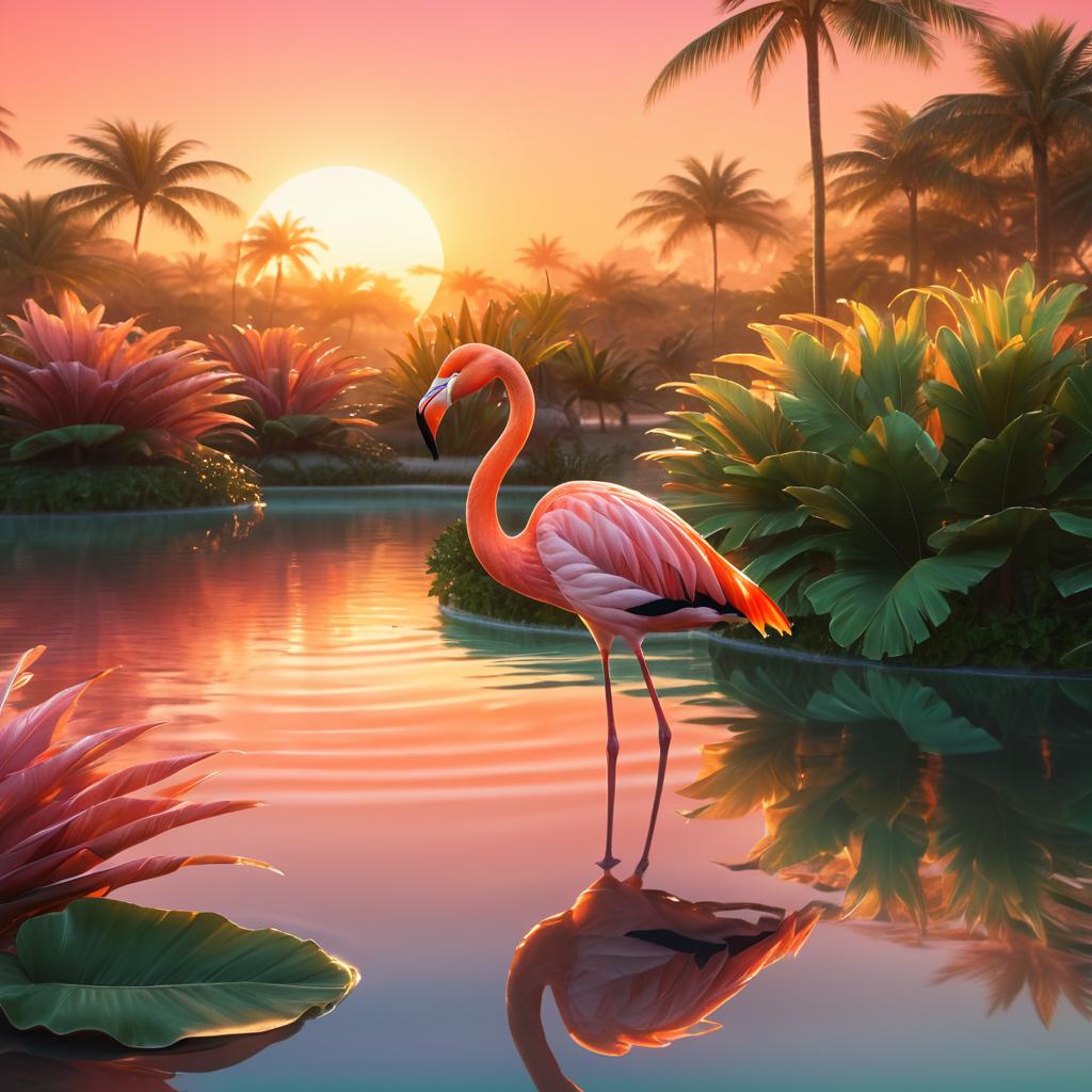 Majestic Flamingo in Sunrise Serenity