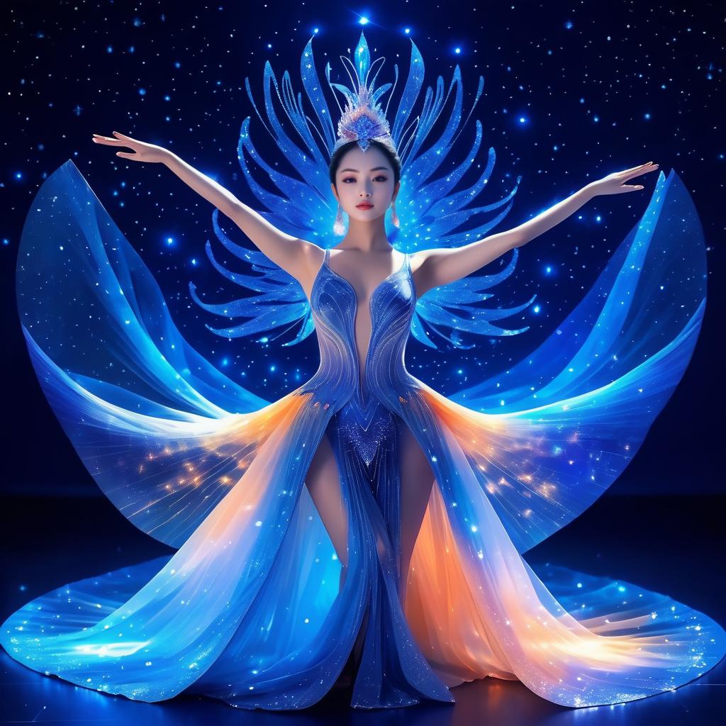 Ethereal Glass Peacock in Dancer Pose