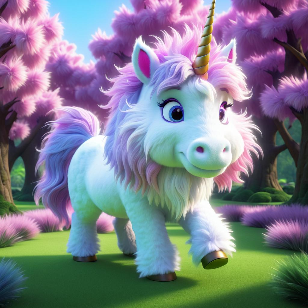 Fluffy Unicorn-Inspired Digital Creature Art