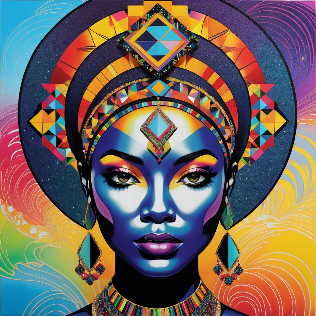 Vibrant Abstract Woman with Headpiece