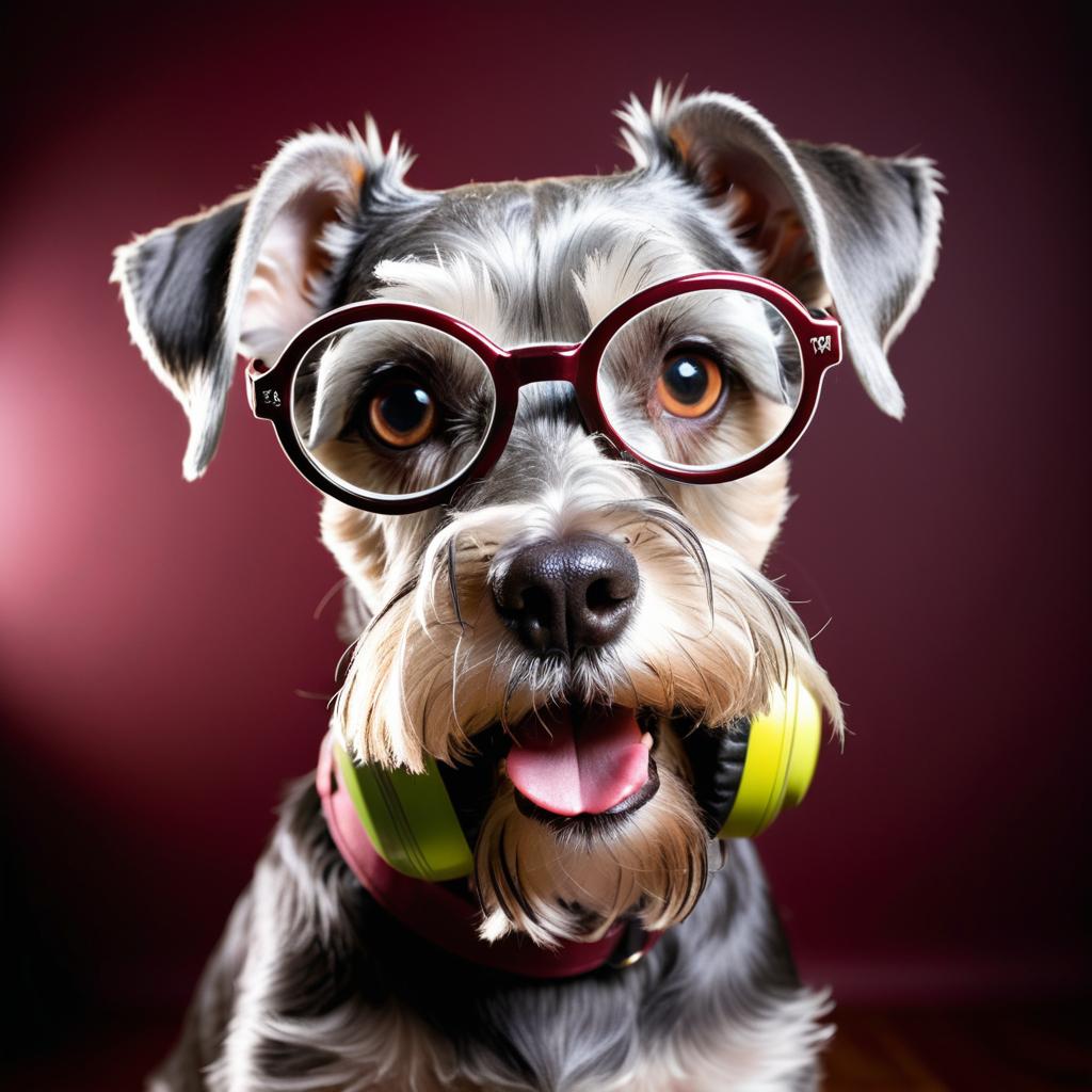 Exaggerated Schnauzer in Studio Humor