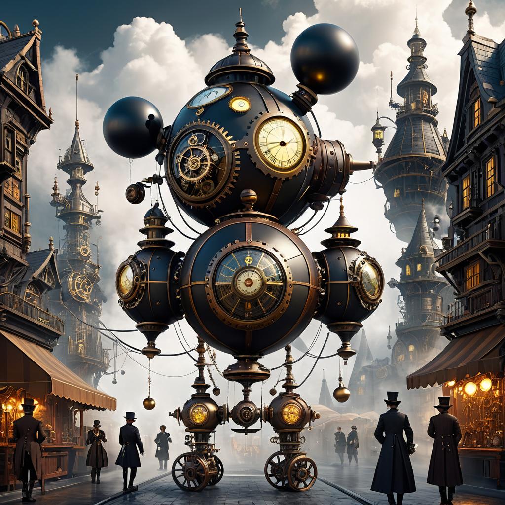 Steampunk Pinocchio in a Whimsical City