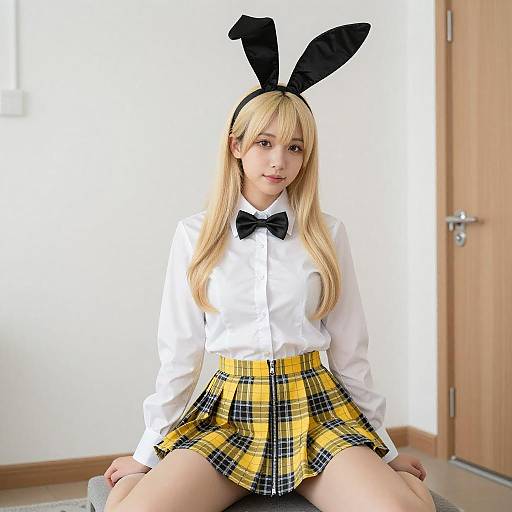 Young Woman in Bunny Ears Costume