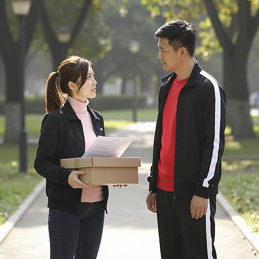 Couple in a Sunlit Park Setting