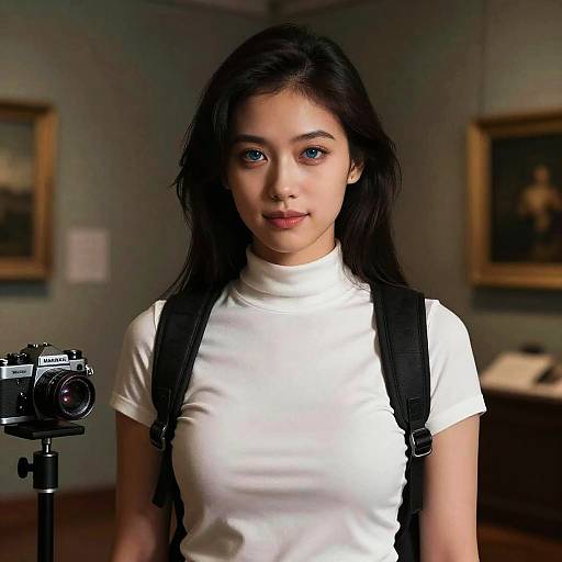 Elegant Woman in Museum Portrait