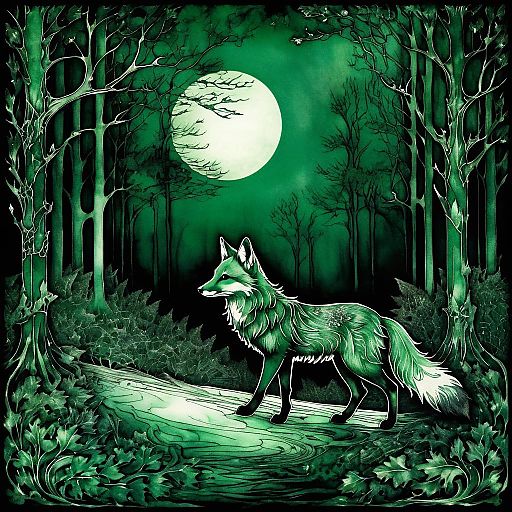 Enchanted Fox in Mystical Forest Enchanted Fox in Mystical Forest