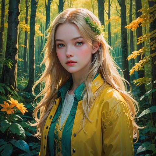 Mystical Forest Beauty with Vibrant Colors
