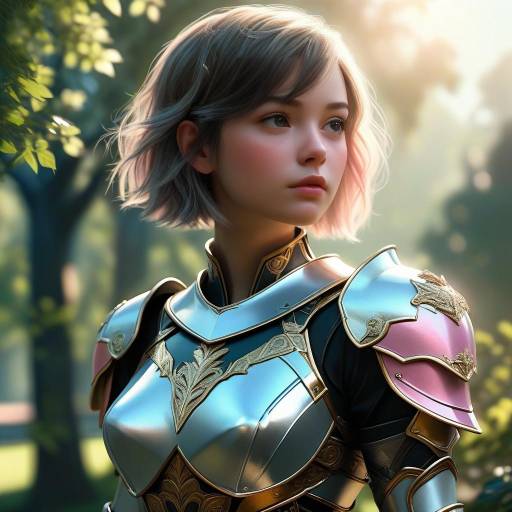 Fantasy Warrior in Sunlit Park Setting