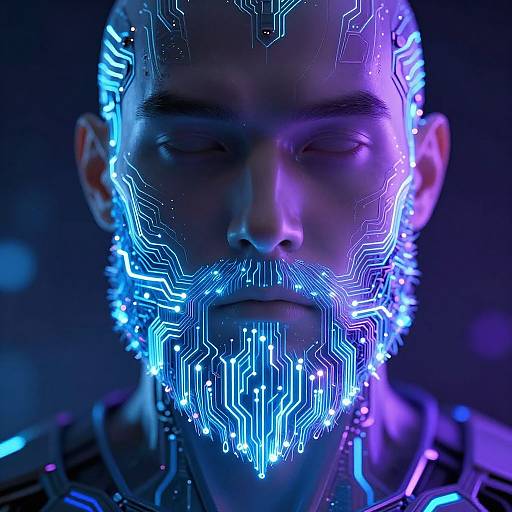 Futuristic AI Digital Beard Concept