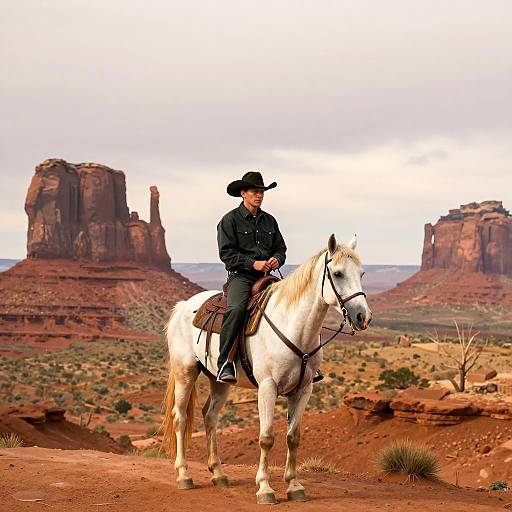 Lone Cowboy on a Desert Cliff