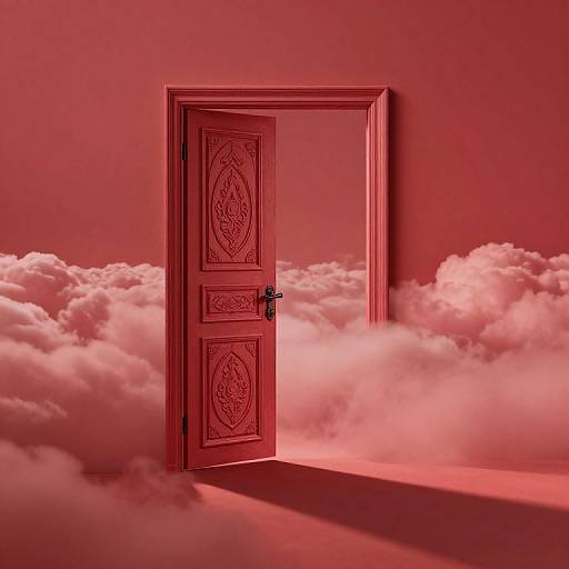 Retro Bohemian Door in Red Clouds