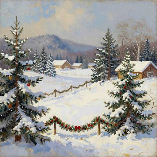 Christmas Snowy Plains Traditional Painting
