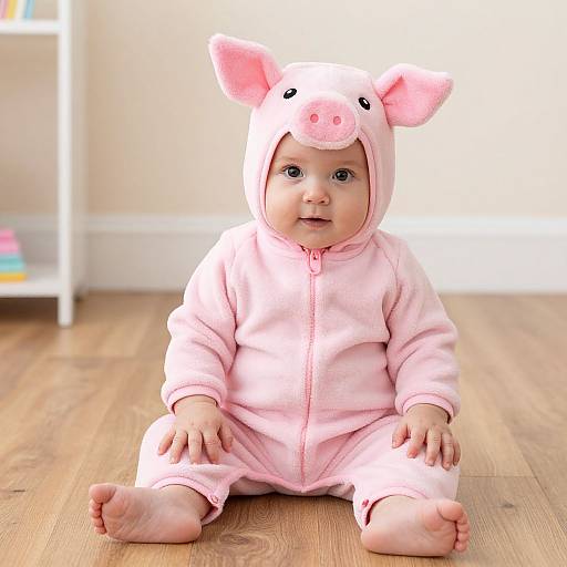Adorable Toddler in Piglet Costume