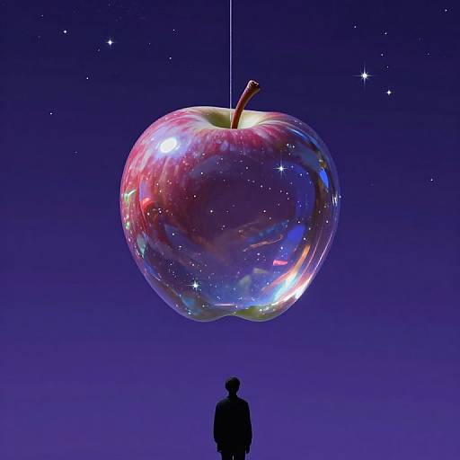 Surreal Crystal Apple in Starry Sky