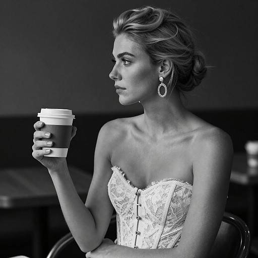 Black-and-White Portrait of Elegant Woman