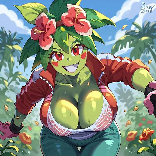 Smug Floral Plant Humanoid in Garden