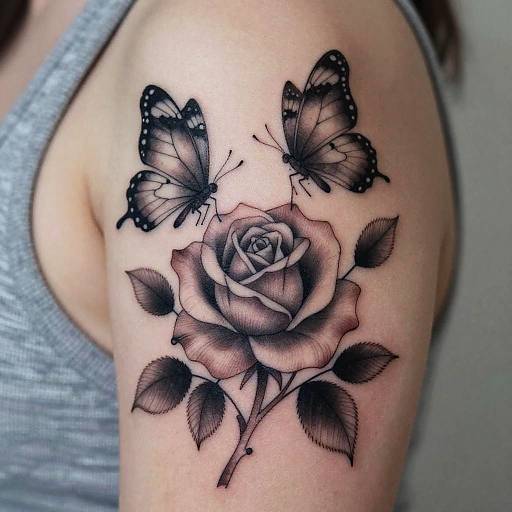 Rose and Butterfly Tattoo Design