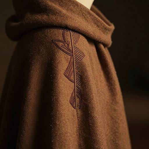 Intricately Embroidered Brown Cloak Close-Up